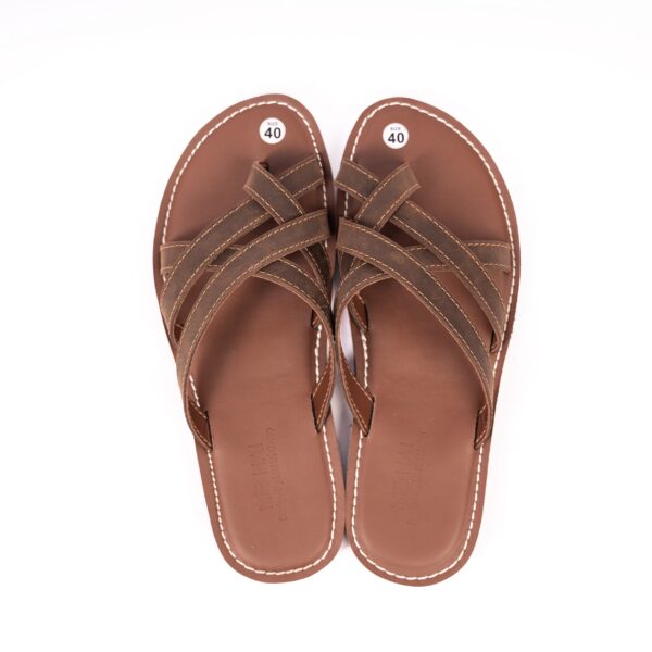 Slipper Real Leather Mehai MH02 Dark Brown