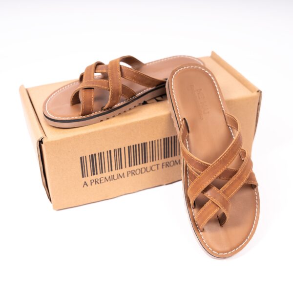 Slipper Real Leather Mehai MH02 Ligth Brown